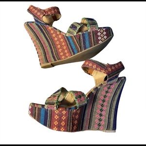 COPY - Nicole Lee colorful fun platform wedges, size 9